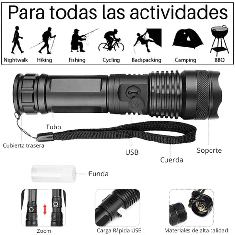 Linterna Led Alta Intensidad Tactical® Profesional